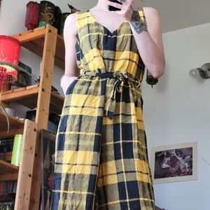 Lustre Designed By Yasmine Yellow and Black Plaid Jumpsuit - M